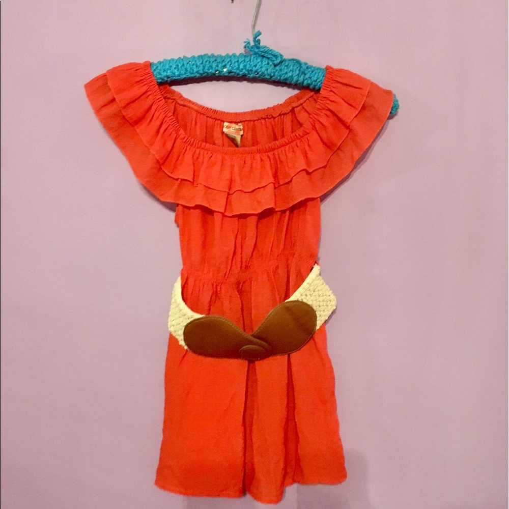 Coral ruffle shirt with belt, Body Central, XSmall