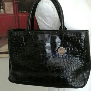 Furla Croc Embossed Leather Handbag