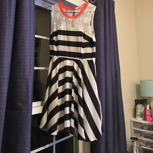Black and white striped dress