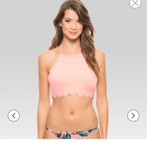 Coral High Neck Bikini Top
