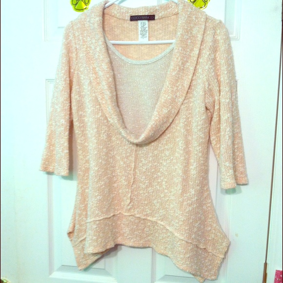 ❤️PEACHY PINK 3/4 SLEEVE COWL NECK SWEATER❤️ - Picture 1 of 2