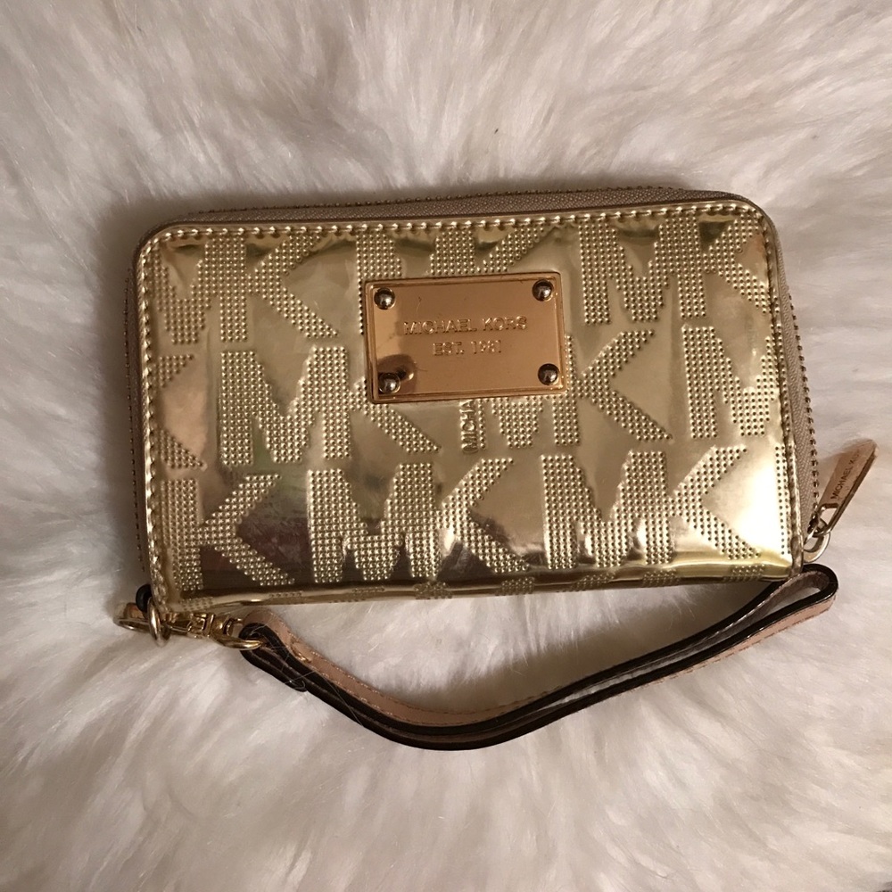 Gold Michael Kors wristlet