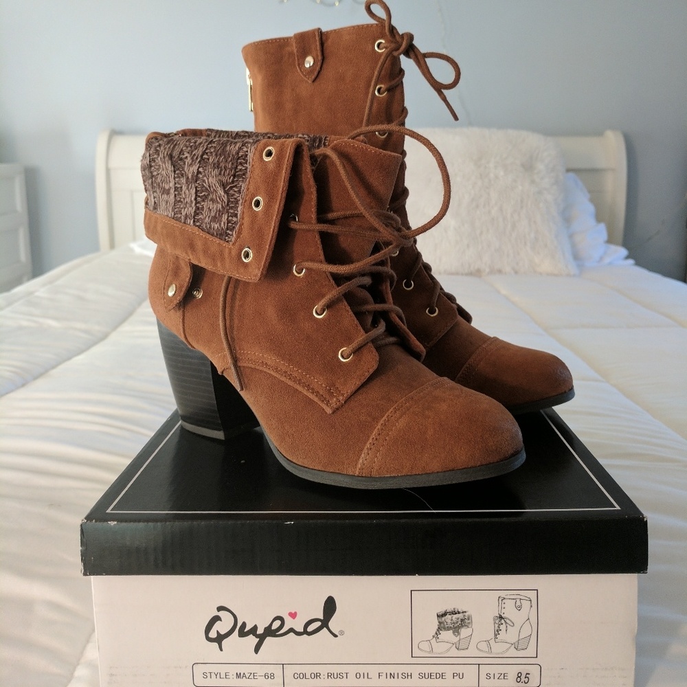 Brown booties hi/low top