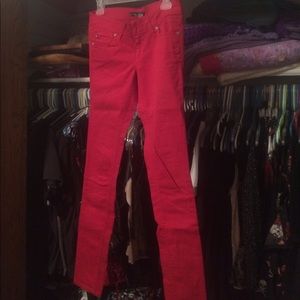 Red skinny jeans