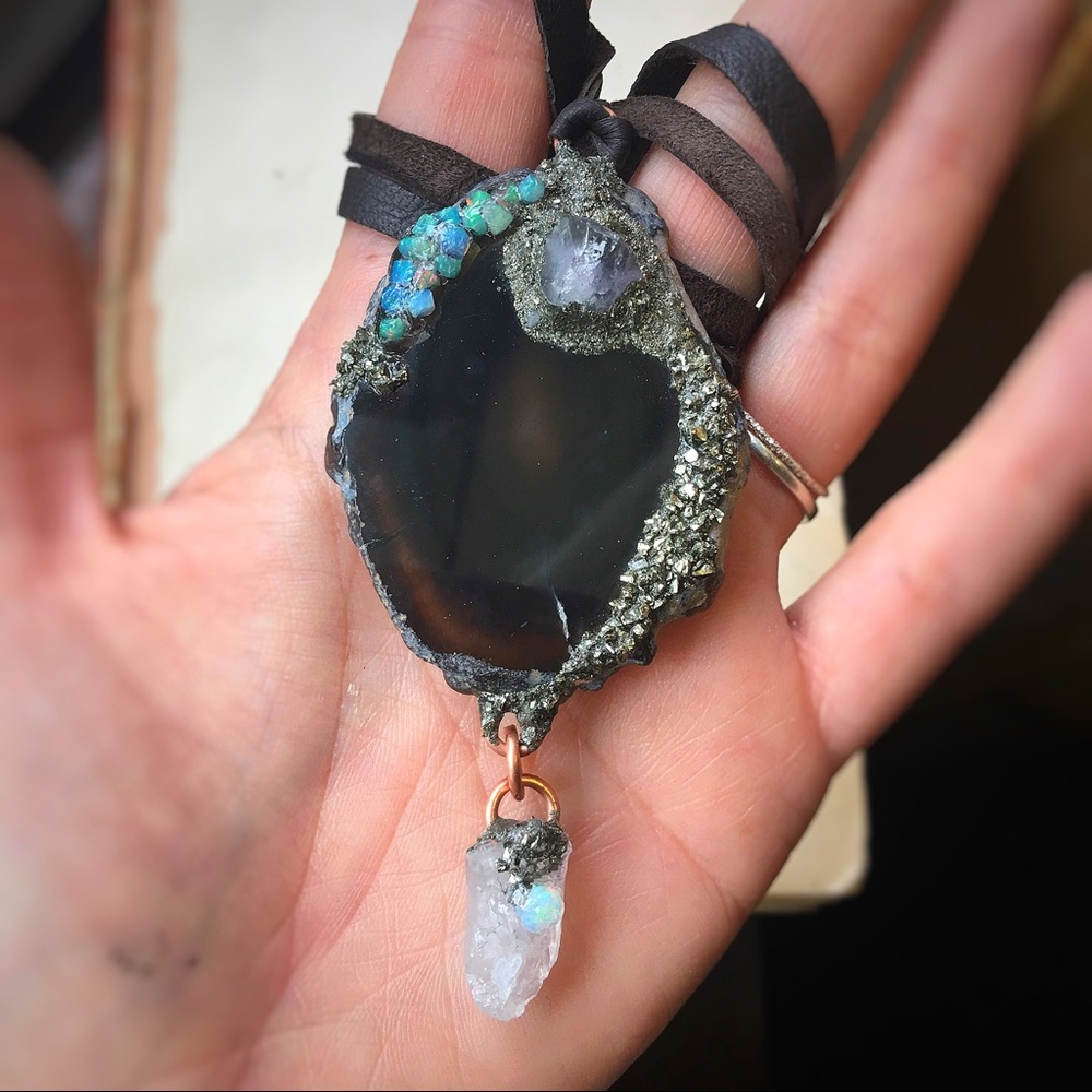 Handmade multi gemstone hippie gypsy necklace