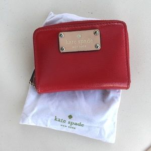 Kate Spade red zip around wallet w/ dust bag