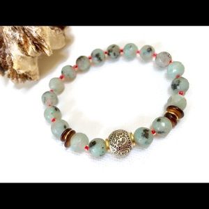 Lotus Jasper Bracelet Sterling Silver Ohm Charm