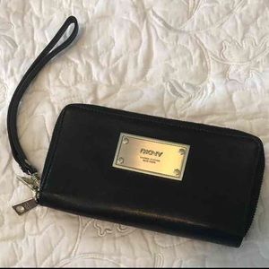 DKNY Black Leather Wristlet