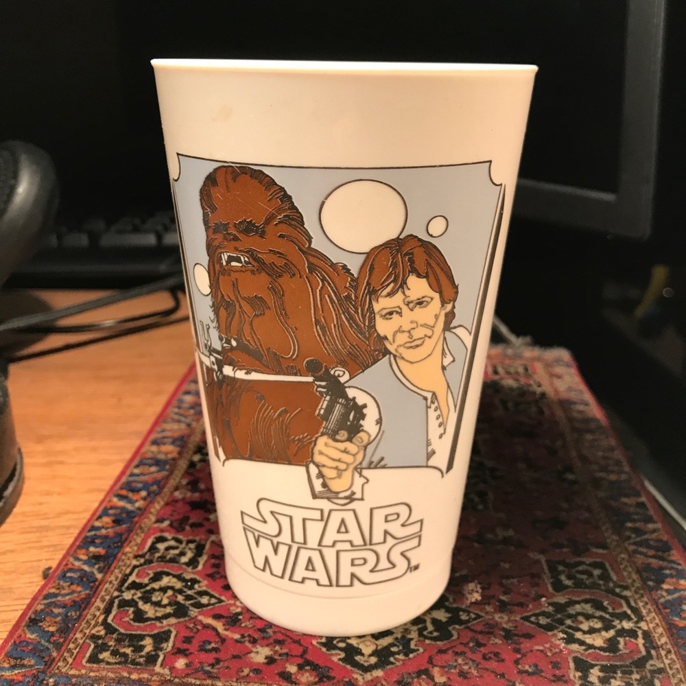 1977 Star Wars plastic cup~Han Solo & Chewbacca