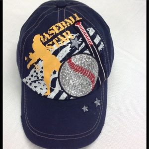 Baseball star rhinestone Cap