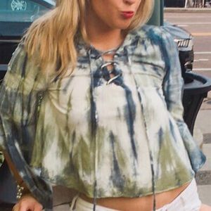 Tie dye flared sleeve top