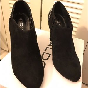 Black suede booties with Rhinestones