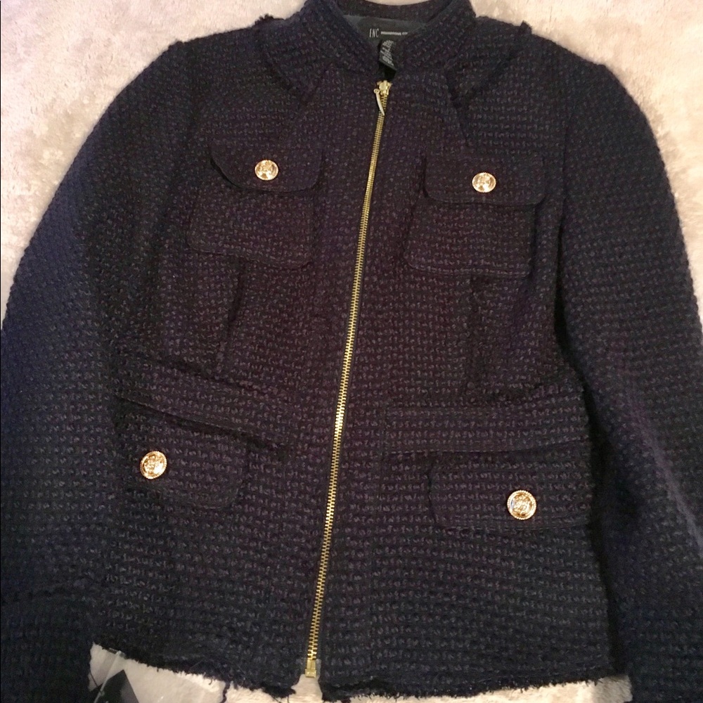 INC DARK GREY ZIPPER BLAZER