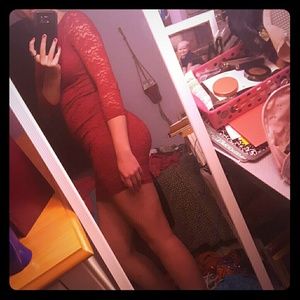 Lace red dress
