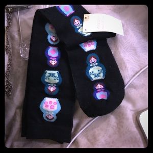 Russian dolls pattern long black socks