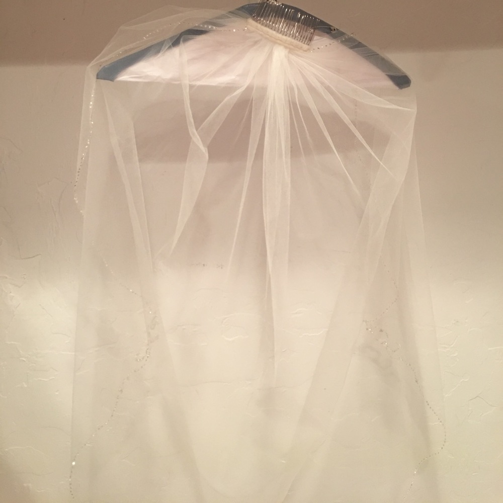 Simple with bling wedding veil