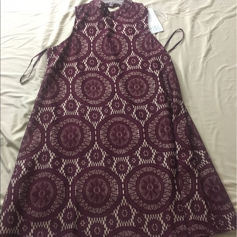 Burgundy lace holiday or wedding guest dress