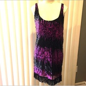 Black & Fuchia (purple/pink) sequins Flapper Dress