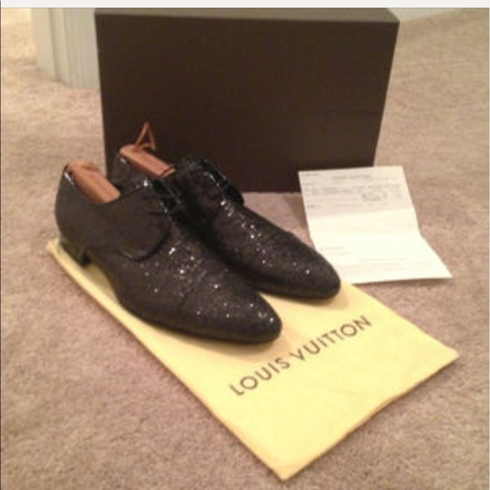 Louis Vuitton mens Midnight Lace-up Glitter Shoes