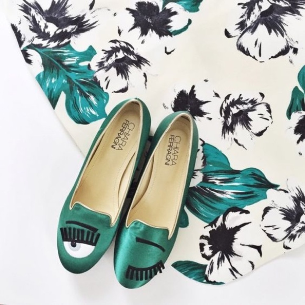 Authentic Chiara Ferragni Emerald Green Shoes,EUC