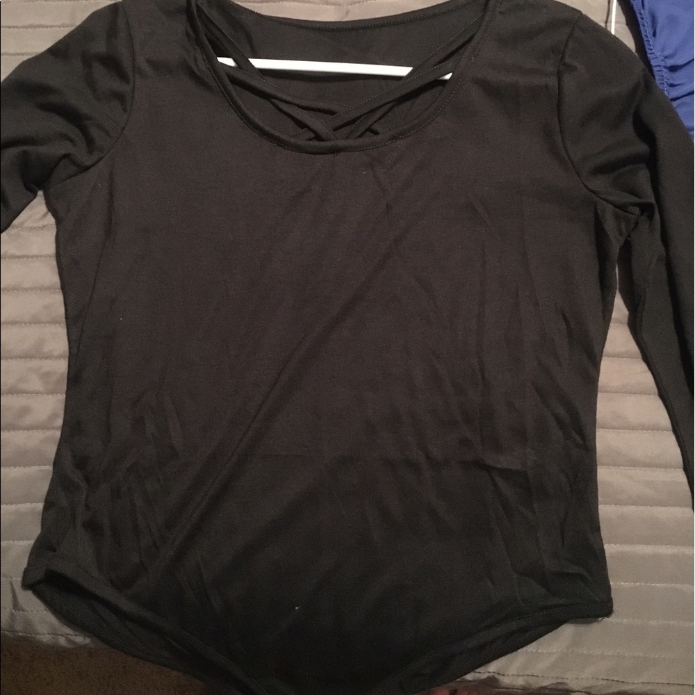 Black cross neck leotard