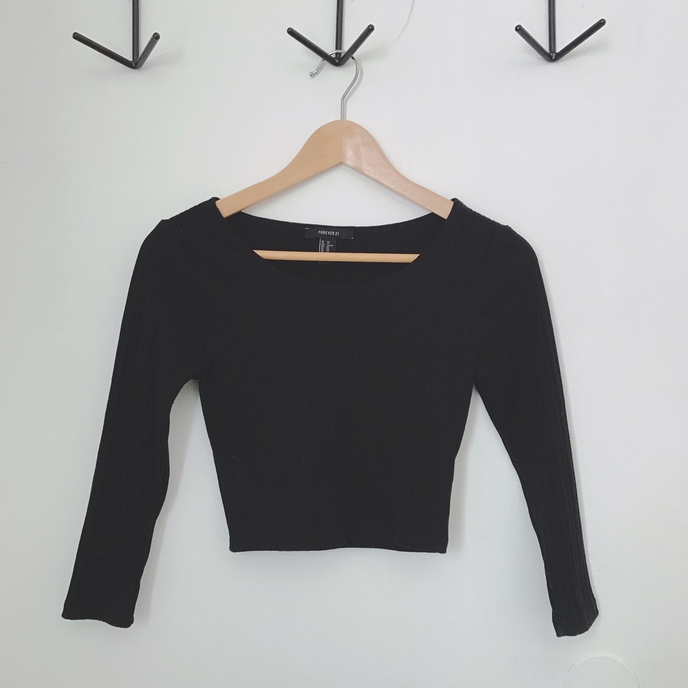 Forever 21 3/4 Sleeves Ribbed crop top