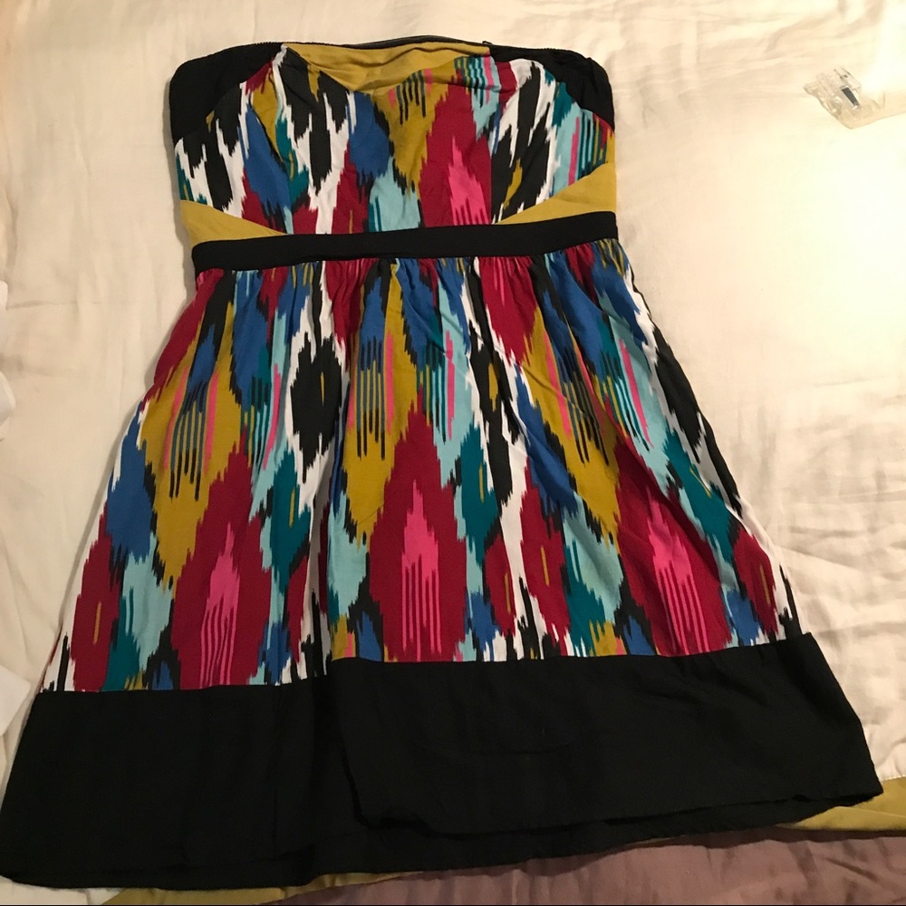 Boho chic multicolored strapless dress