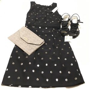 LAST CHANCE MOVING SALE-Elle Silver PolkaDot Dress