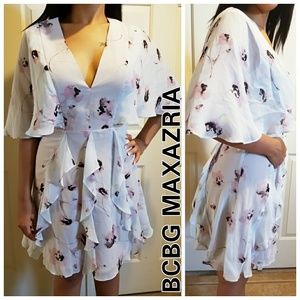 Floral print light blue dress by BCBG MAXAZRIA