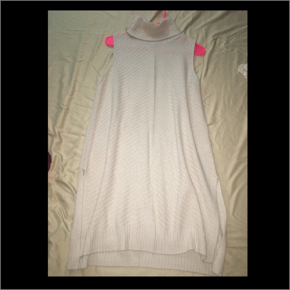 Cream turtleneck tank dress
