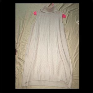 Cream turtleneck tank dress