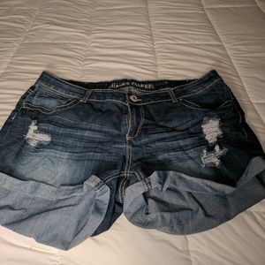 Almost Famous plus size distressed jean shorts