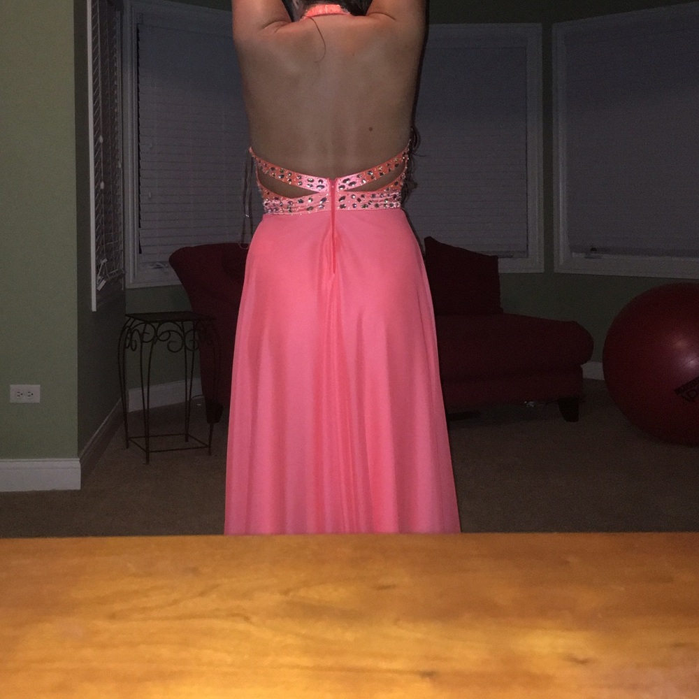 Coral/pink full length prom dress never worn
