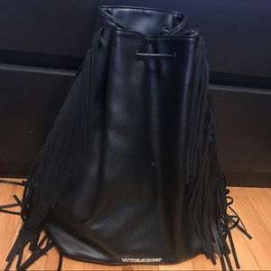 Black fringe backpack