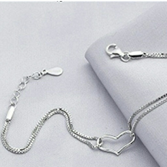 A3 NEW Sterling Double Chain Floating Heart - Picture 6 of 7