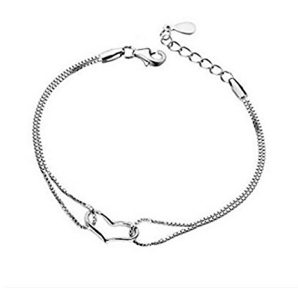 A3 NEW Sterling Double Chain Floating Heart - Picture 7 of 7