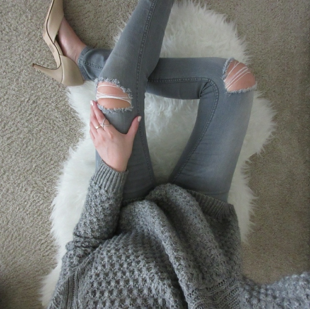 H&M Grey Cable Knit Sweater