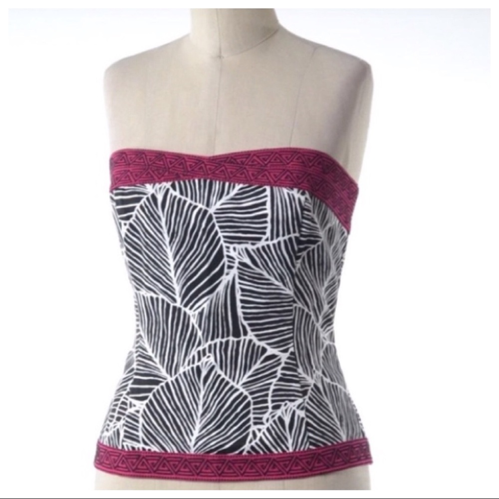 NWT WHBM Botanical Bustier Top Elegant Resort Wear Chic Summer Statement Top