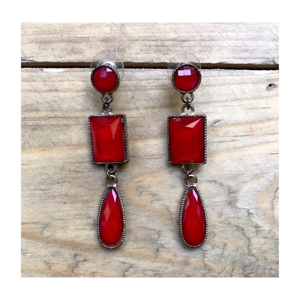Red statement earrings