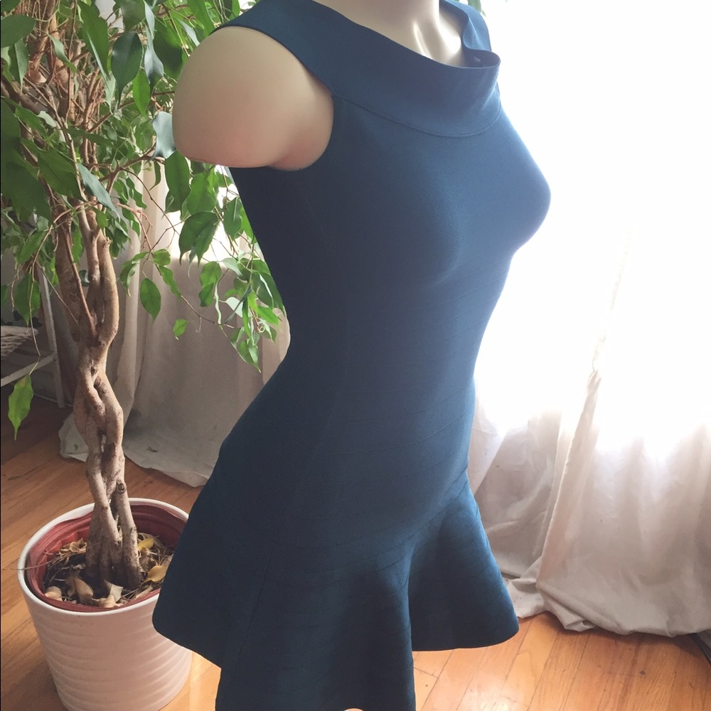 Teal navy GUESS Marciano flare bandage dress xs