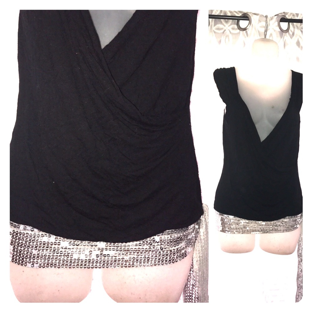 Black and silver sequin top