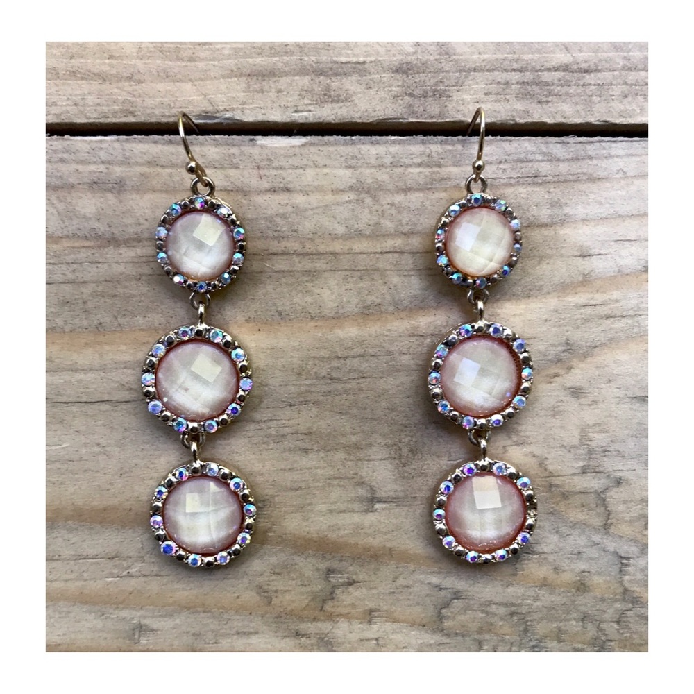 Pink circle chandelier earrings