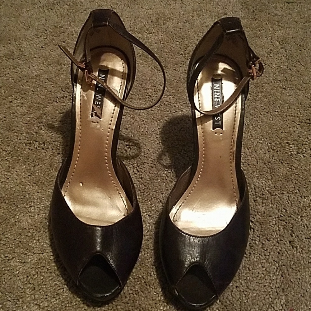 Nine west brown leather heels