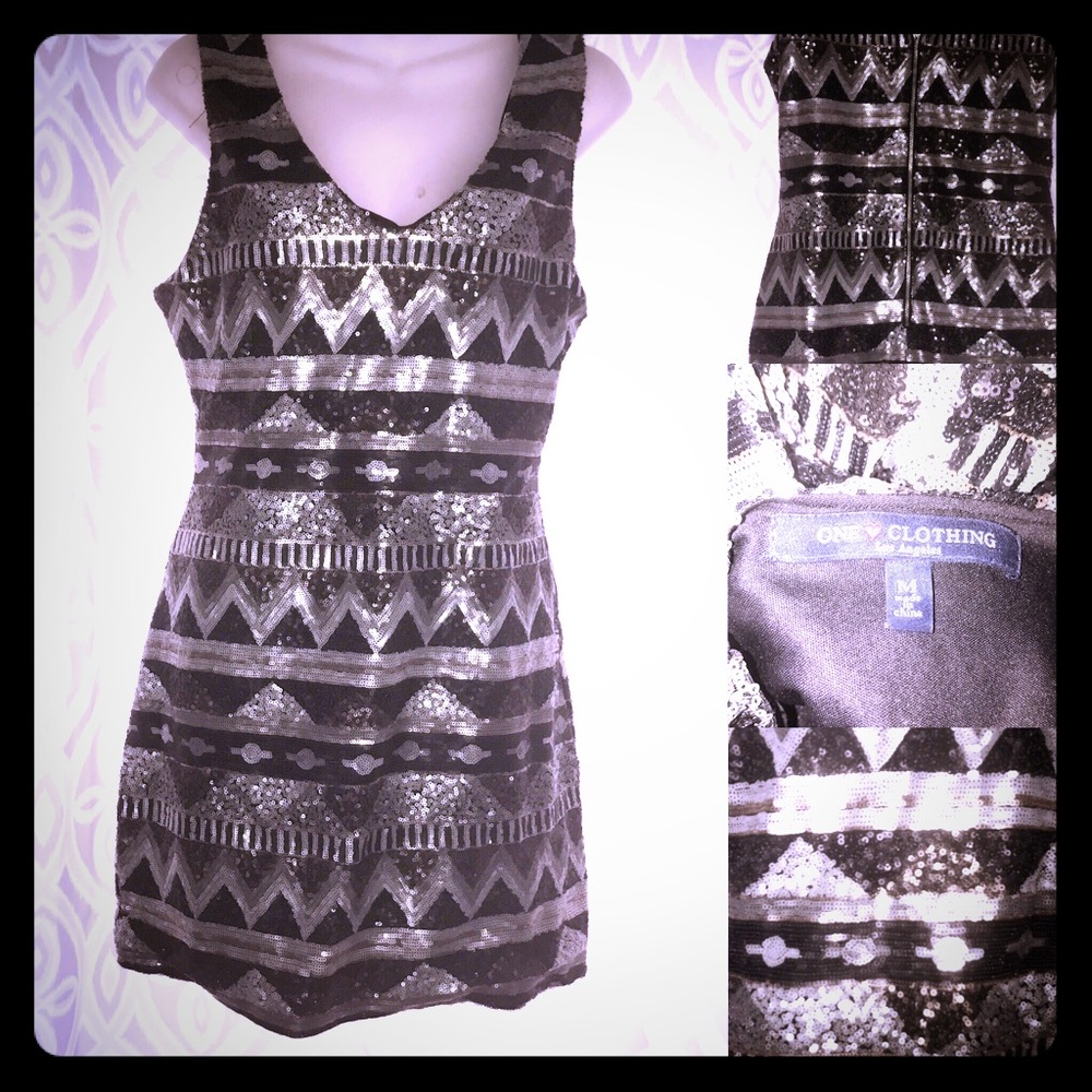 Aztec print sequin dress