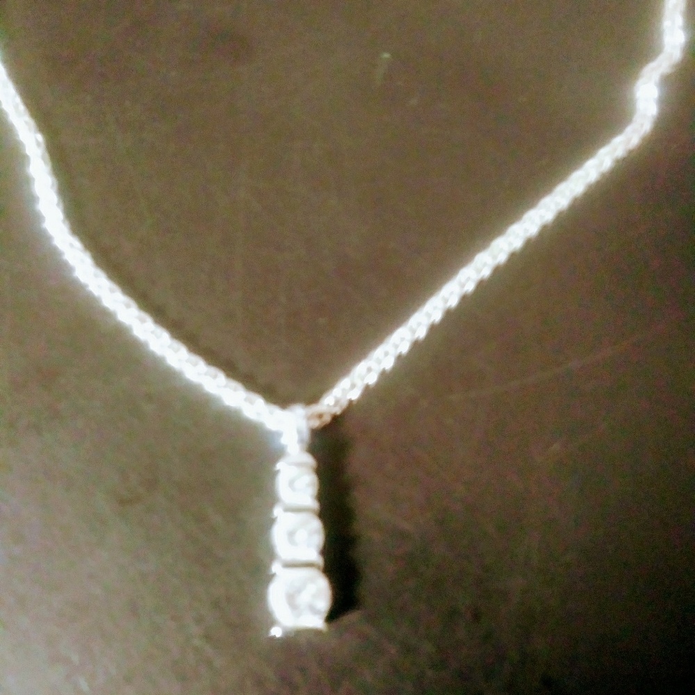 (925) 18 inch rope chain with 3 cz charm