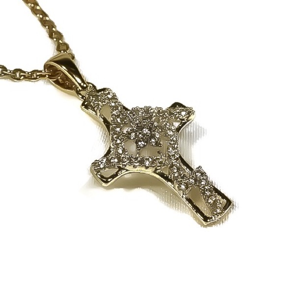 🇲🇱14K Gold Filled Celtic Cross Simulated Diamond - Picture 4 of 4