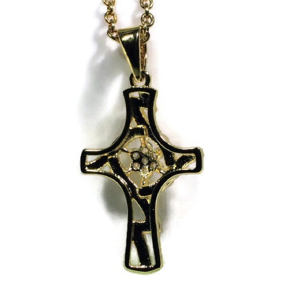 🇲🇱14K Gold Filled Celtic Cross Simulated Diamond - Picture 3 of 4