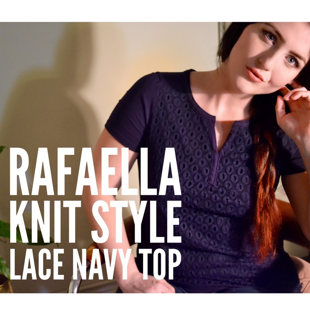 Rafaella: Navy Layered Patterned Crochet Lace Top