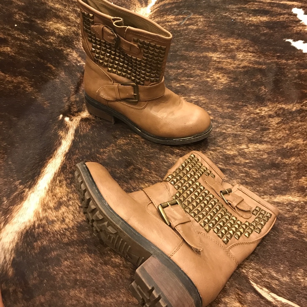 Never worn studded moto boots
