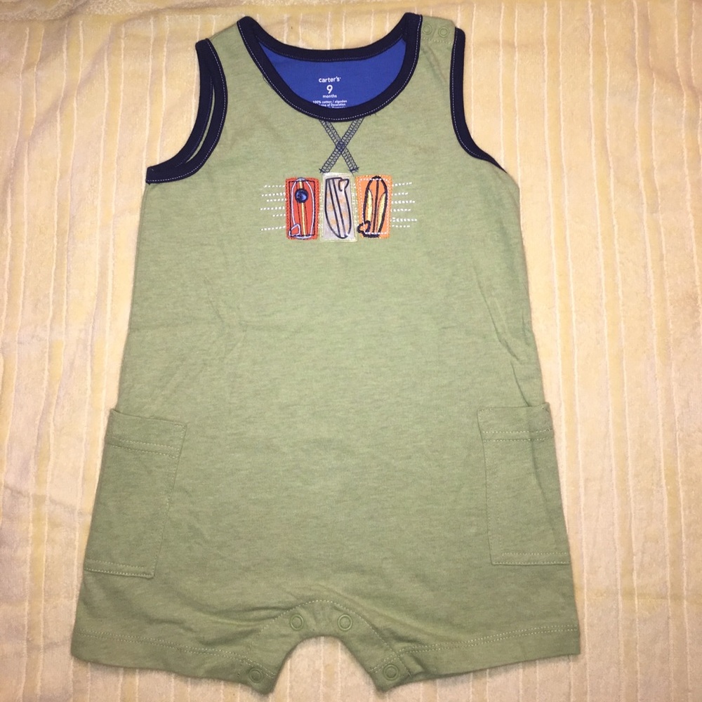 NWT - Carter's Olive Green "surf's up!"  sunsuit
